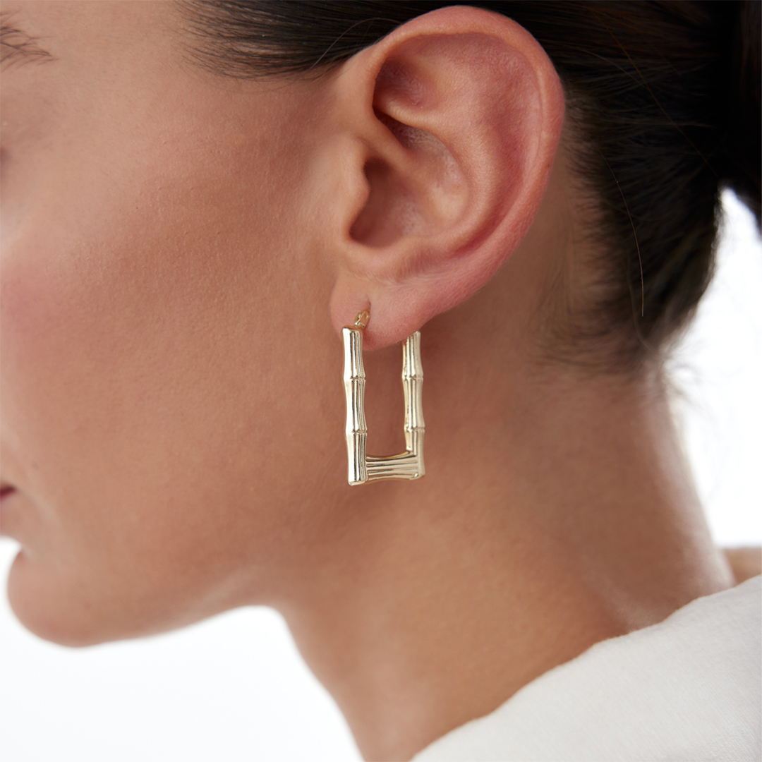 Bambu Dikdörtgen Küpe - 2