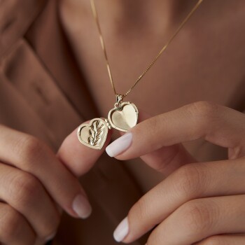 Başak Desenli Kalp Kapaklı Kolye - Ador (1)