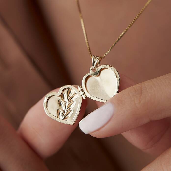 Başak Desenli Kalp Kapaklı Kolye - 3