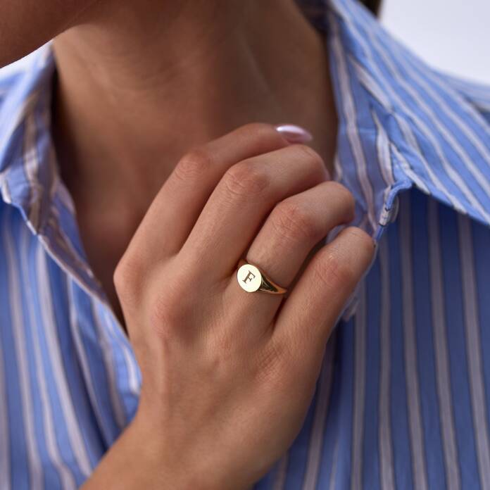 Basic Daire Plaka Harf Yüzük - 2