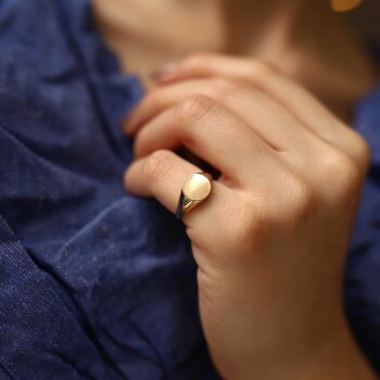 Basic Daire Plaka Harf Yüzük - 3