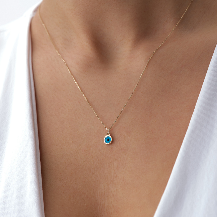 Basic Nazar Boncuklu Altın Kolye - Rayna (1)