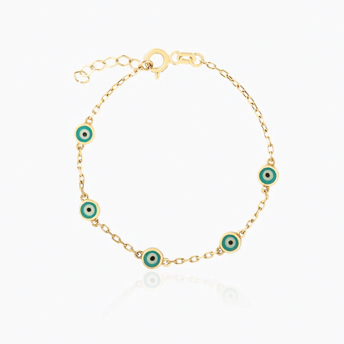 Beşli Mavi Mineli Nazar Çocuk Bilekliği - Melike