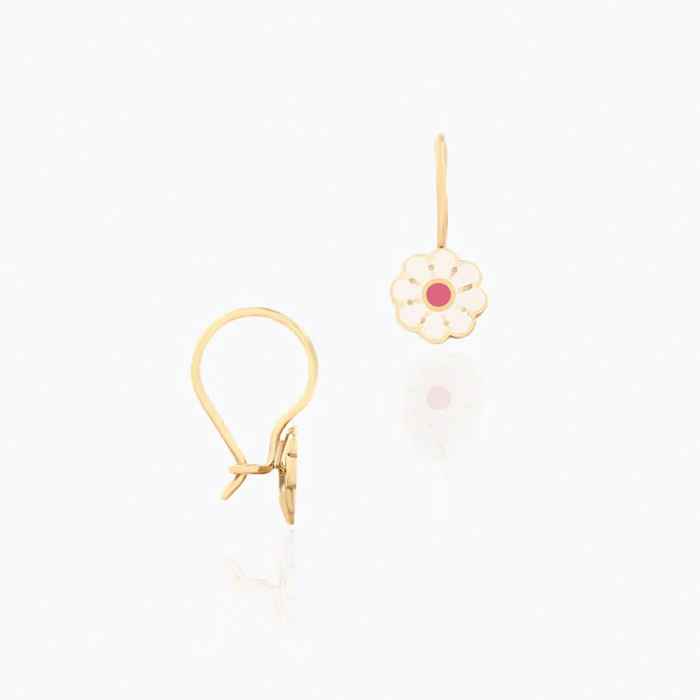 Beyaz Çiçek Sallantılı Çocuk Küpesi - Melike