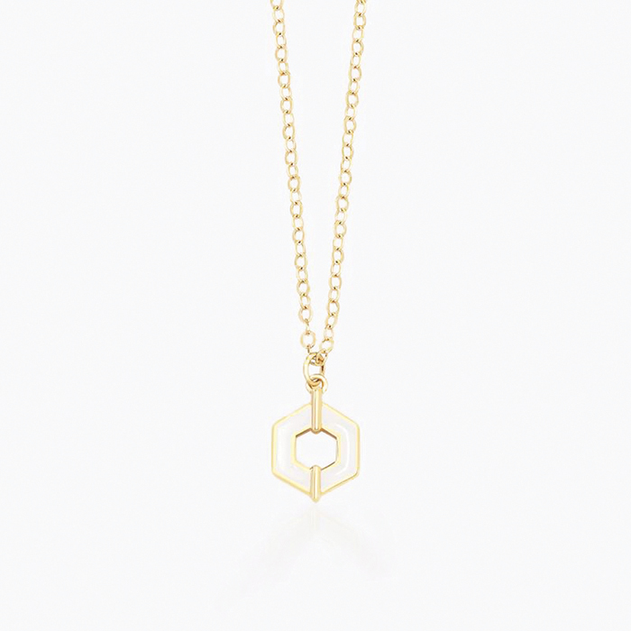 Beyaz Mineli Altıgen Çocuk Kolyesi - Melike