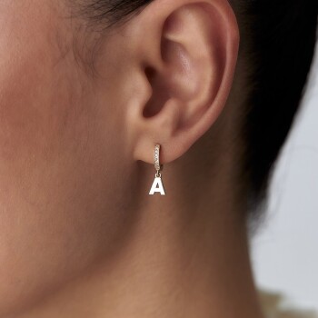 Beyaz Mineli Harf Küpe - CNR