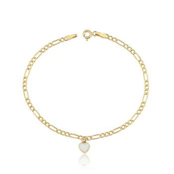 Beyaz Mineli Kalp Charm Bileklik - 3