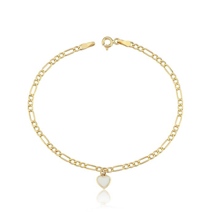 Beyaz Mineli Kalp Charm Bileklik - 3