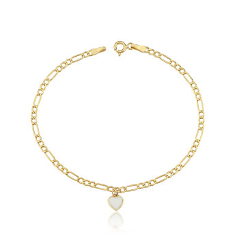 Beyaz Mineli Kalp Charm Bileklik - 3