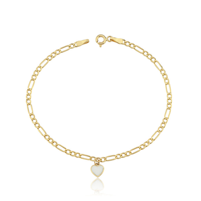 Beyaz Mineli Kalp Charm Bileklik - 3