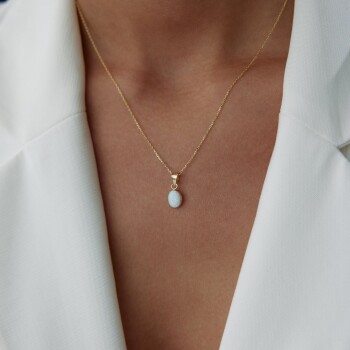 Beyaz Mineli Kolye - Milan