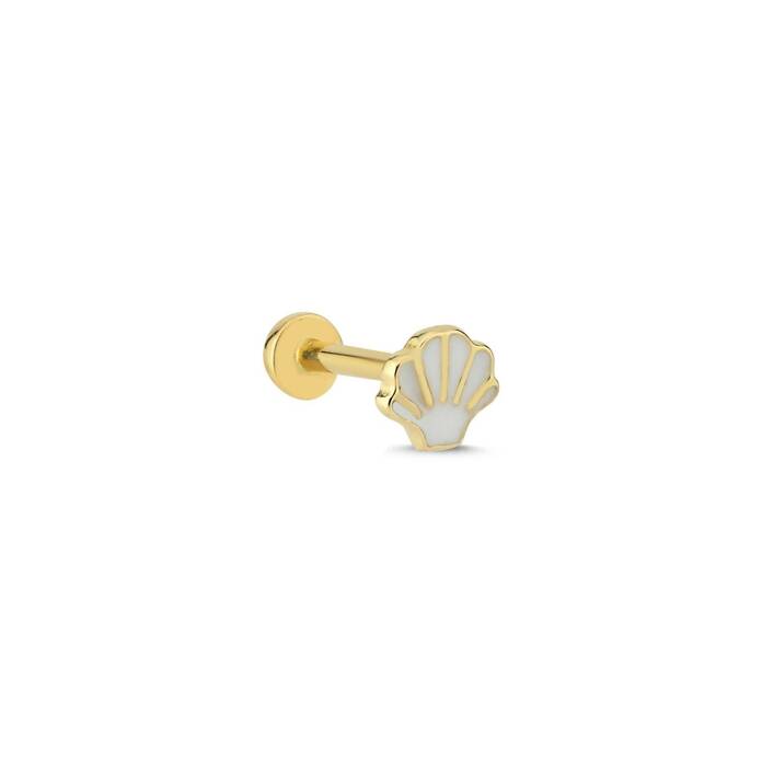 Beyaz Mineli Deniz Kabuğu Tragus Piercing - 1