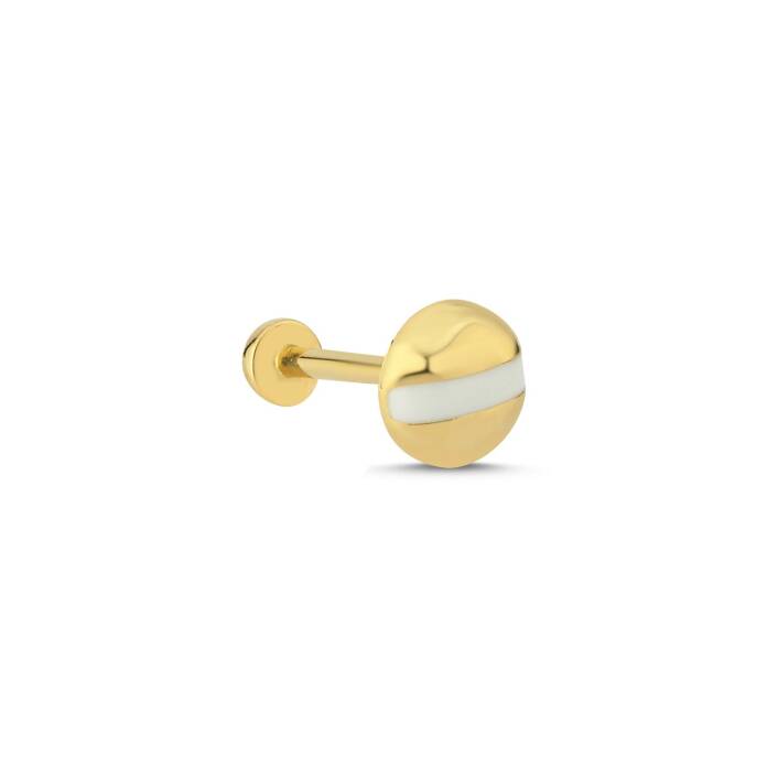Beyaz Şeritli Yuvarlak Tragus Piercing - 1