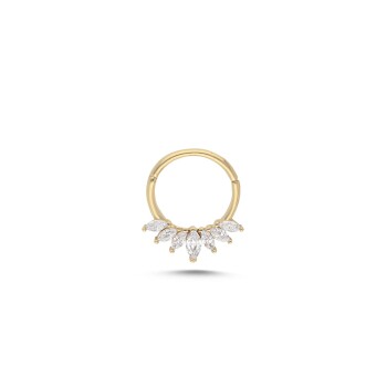 Beyaz Sıra Taşlı Helix Piercing 10mm - Alen