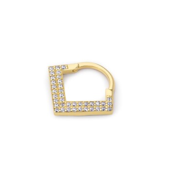 Beyaz Taşlı Üçgen Helix Piercing - Alen