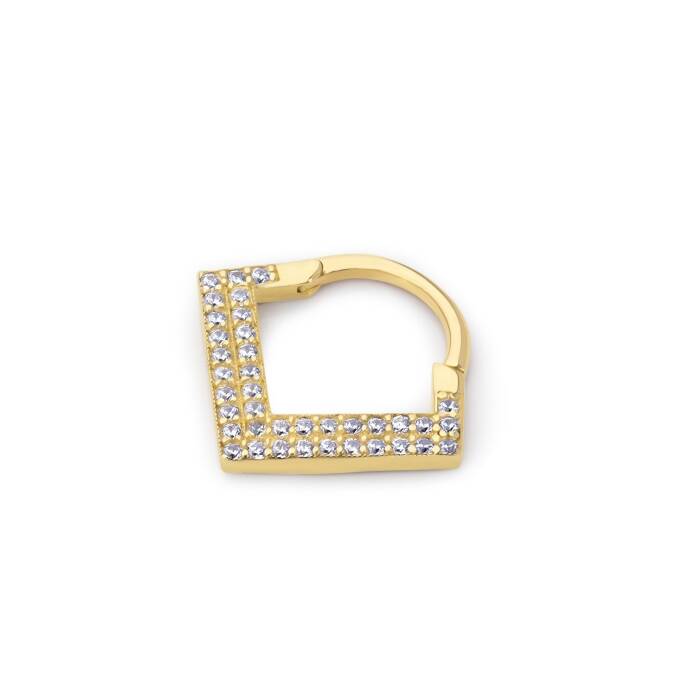 Beyaz Taşlı Üçgen Helix Piercing - 1