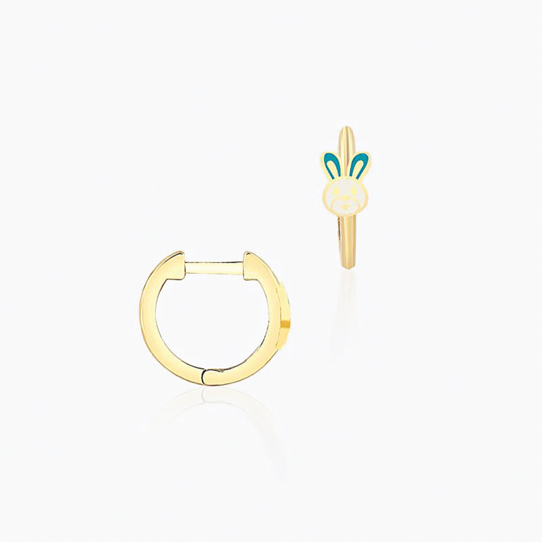 Beyaz Tavşancık Halka Çocuk Küpesi - Melike