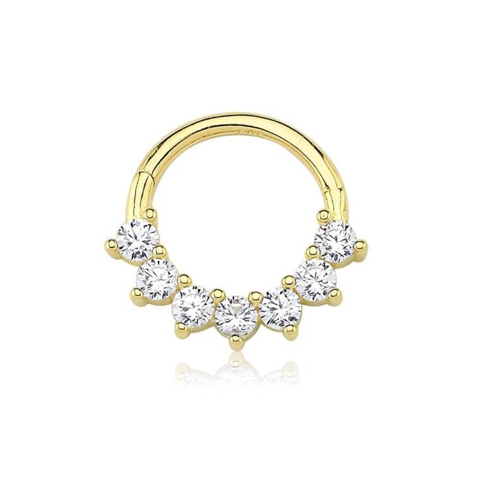 Beyaz Yedi Taşlı Helix Piercing - 2