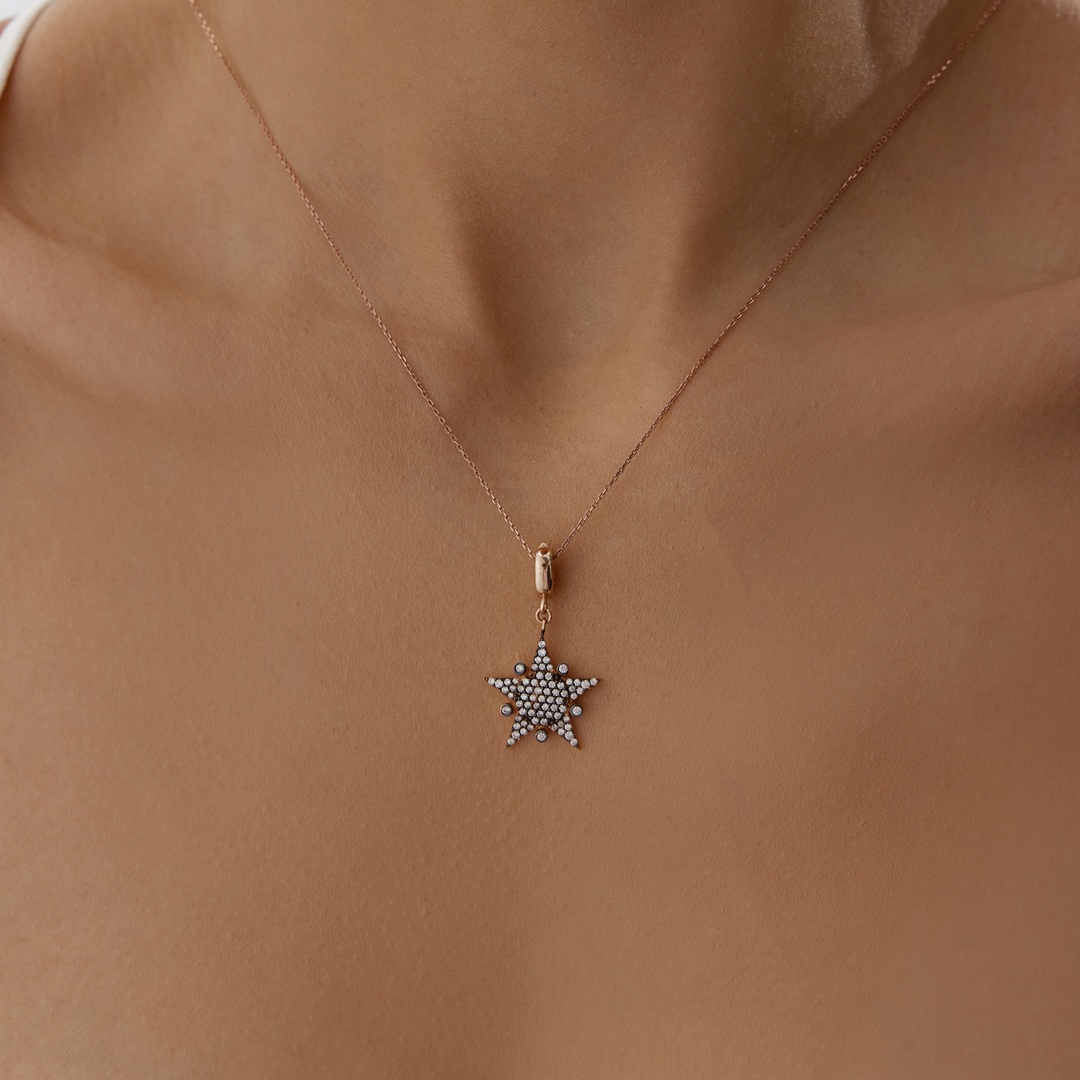 Black Big Star Kolye - 1