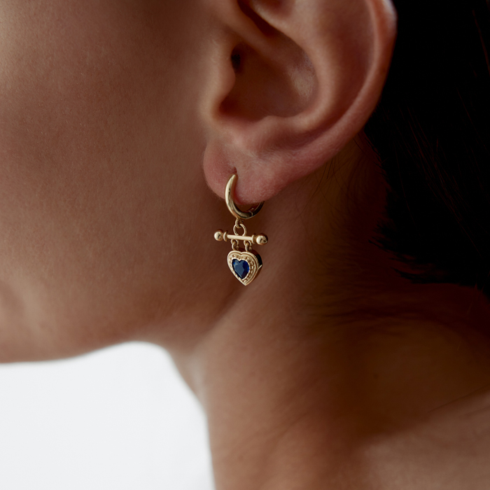 Blue Heart Stick Sallantılı Küpe - Gökhan Bera (1)