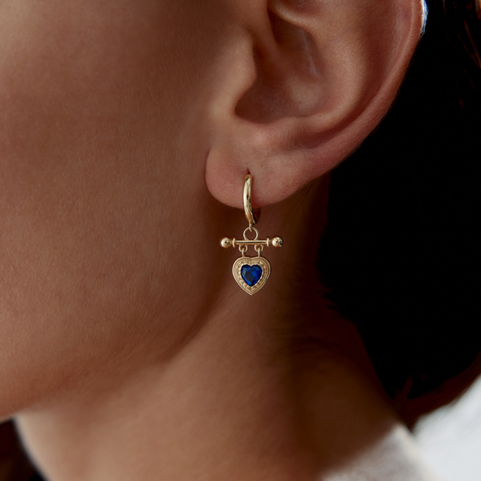 Blue Heart Stick Sallantılı Küpe - Gökhan Bera