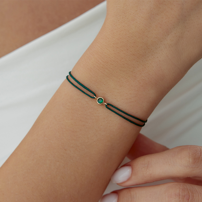 Boğa Burcu Tsavorite İpli Bileklik - Simoro