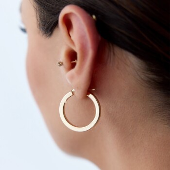 Bold Köşeli Halka Küpe - Tuana