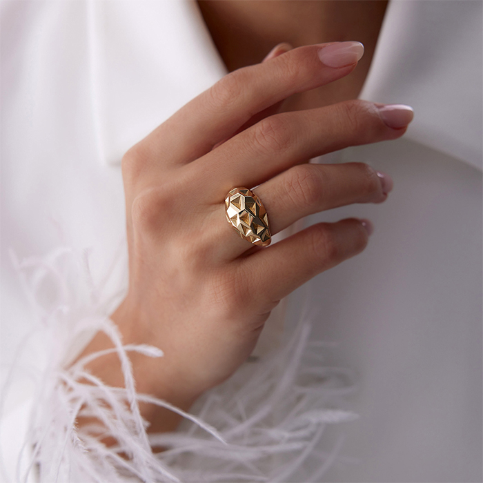 Bold Piramit Yüzük - Mg Gold