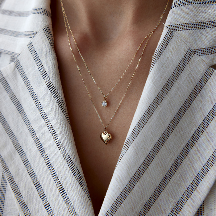 Bombe Kalp ve Tektaş Kolye - Rayna