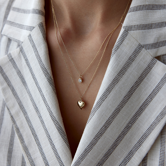 Bombe Kalp ve Tektaş Kolye - Rayna (1)