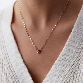 Boomerang Yakut Taşlı Kalp Kolye - Rayna