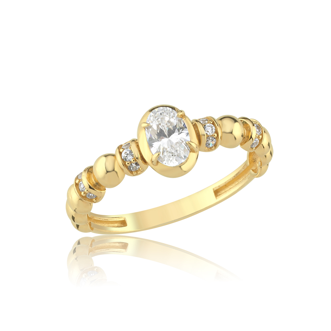 Bubble Oval Taşlı Altın Yüzük - 1