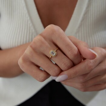 Burgu Frame Baget Yüzük - Rayna