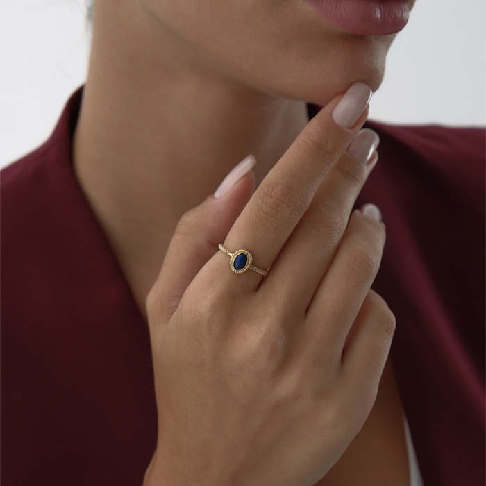 Burgulu Oval Lacivert Yüzük - RİTİM