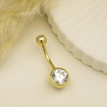 Büyük Tektaşlı Göbek Piercing - Dianora (1)