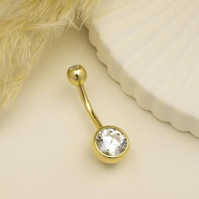 Büyük Tektaşlı Göbek Piercing - 2