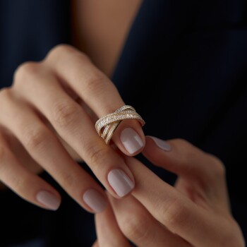 Çapraz Baget Taşlı X Yüzük - Koçak (1)