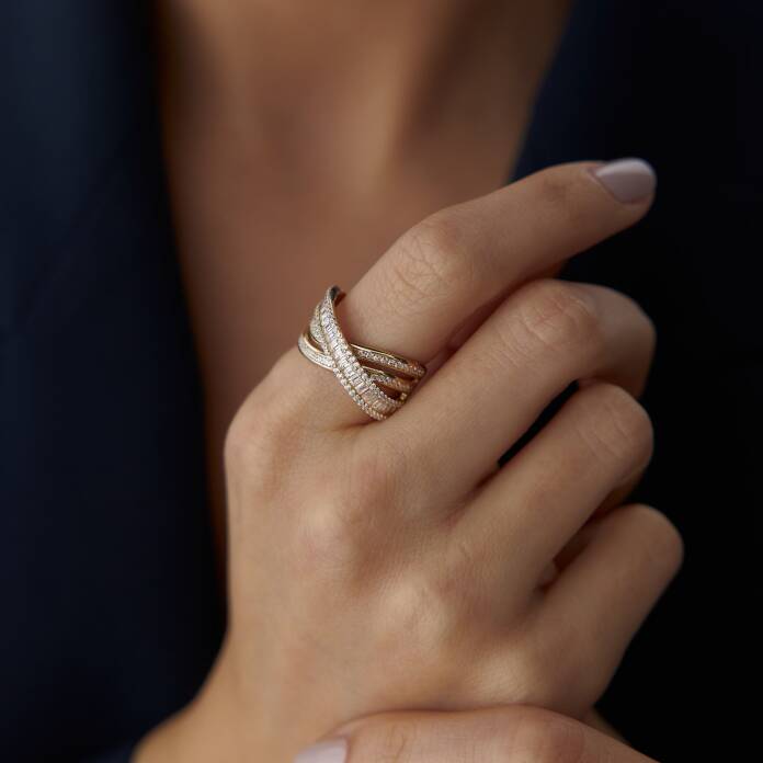 Çapraz Baget Taşlı X Yüzük - 3