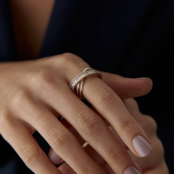 Çapraz Baget Taşlı X Yüzük - 4