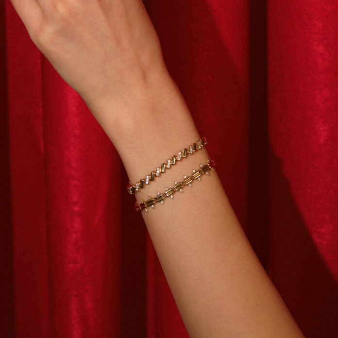 Çaprazlı Taşlı Altın Bileklik - 1