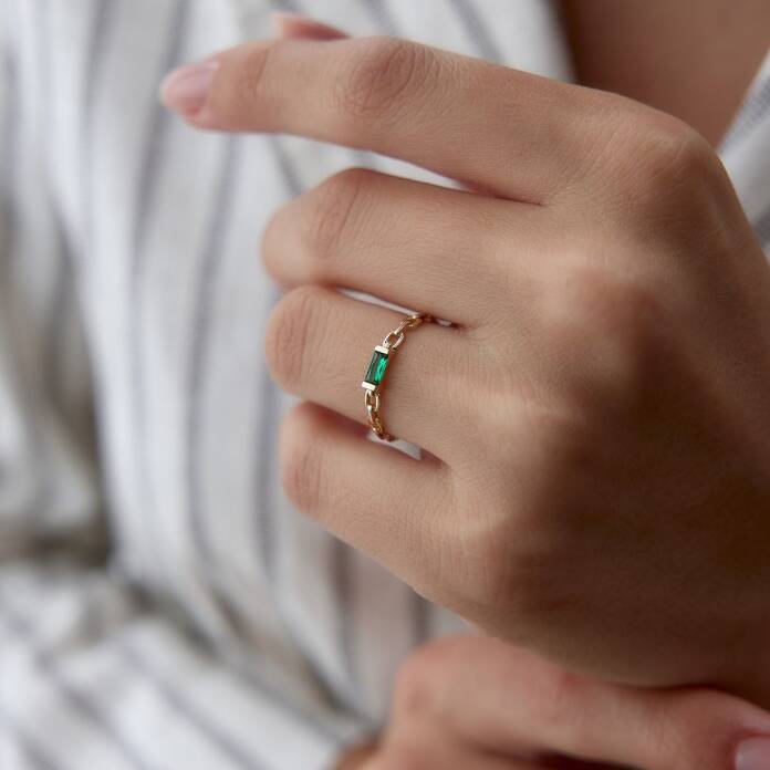 Chain Rectangle Green Yüzük - 2