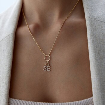 Charm Halkalı İkili Harf Kolye - Alen