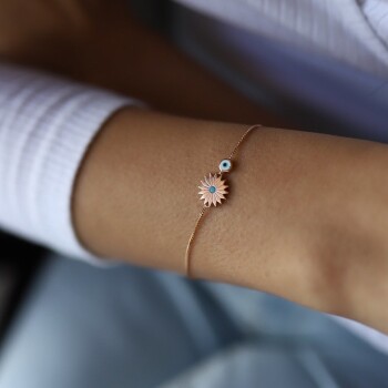 Çiçek Model Gözlü Bileklik - Rayna