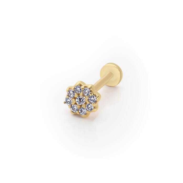 Çiçek Model Taşlı Tragus Piercing - 1