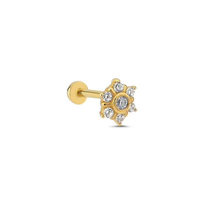 Çiçek Tasarım Taşlı Tragus Piercing - 1