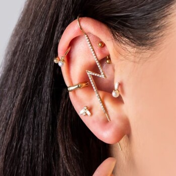 Çift Bagetli Taşlı Tragus Piercing - Dianora (1)