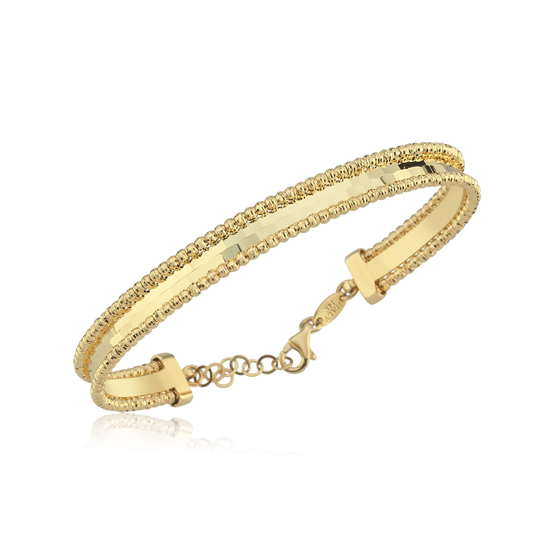 Çift Kenar Boncuklu Line Altın Kelepçe - 1