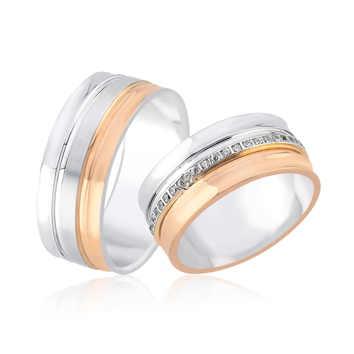 Çift Renkli Tasarım Çift Alyans - Haskar