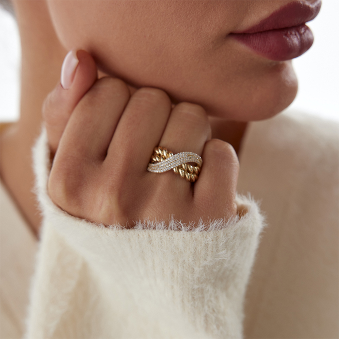 Çift Sıra Burma Su Yolu Yüzük - Özer