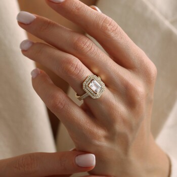 Çift Sıra Taşlı Yansıma Baget Yüzük - Oragold Orhan